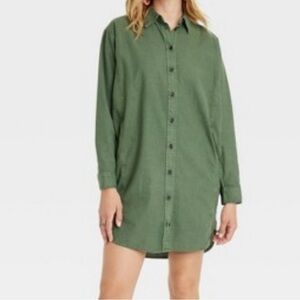 Universal Thread Olive Long Sleeve Shirt Dress Size Small